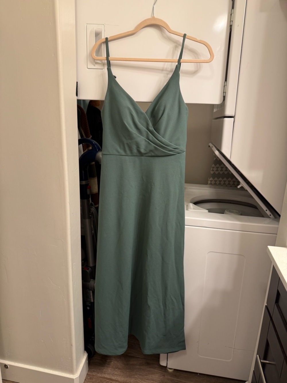 Azazie Eucalyptus green bridesmaid dress with stretch crepe fabric